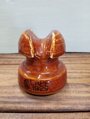 Vintage Lapp Insulator Dated 1929 Mottled Brown Glazed Pottery